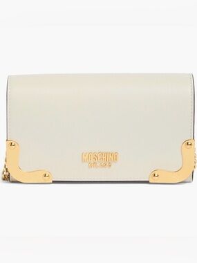 Moschino Logo Crossbody Bag (White/Gold)